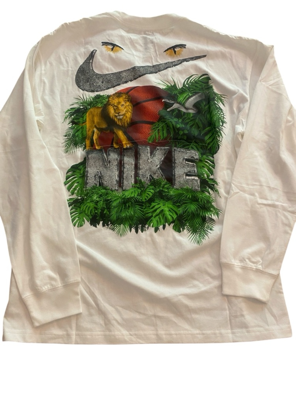Nike Men’s Jungle Safari White Long Sleeve Basketball Graphic T Shirt NEW size M